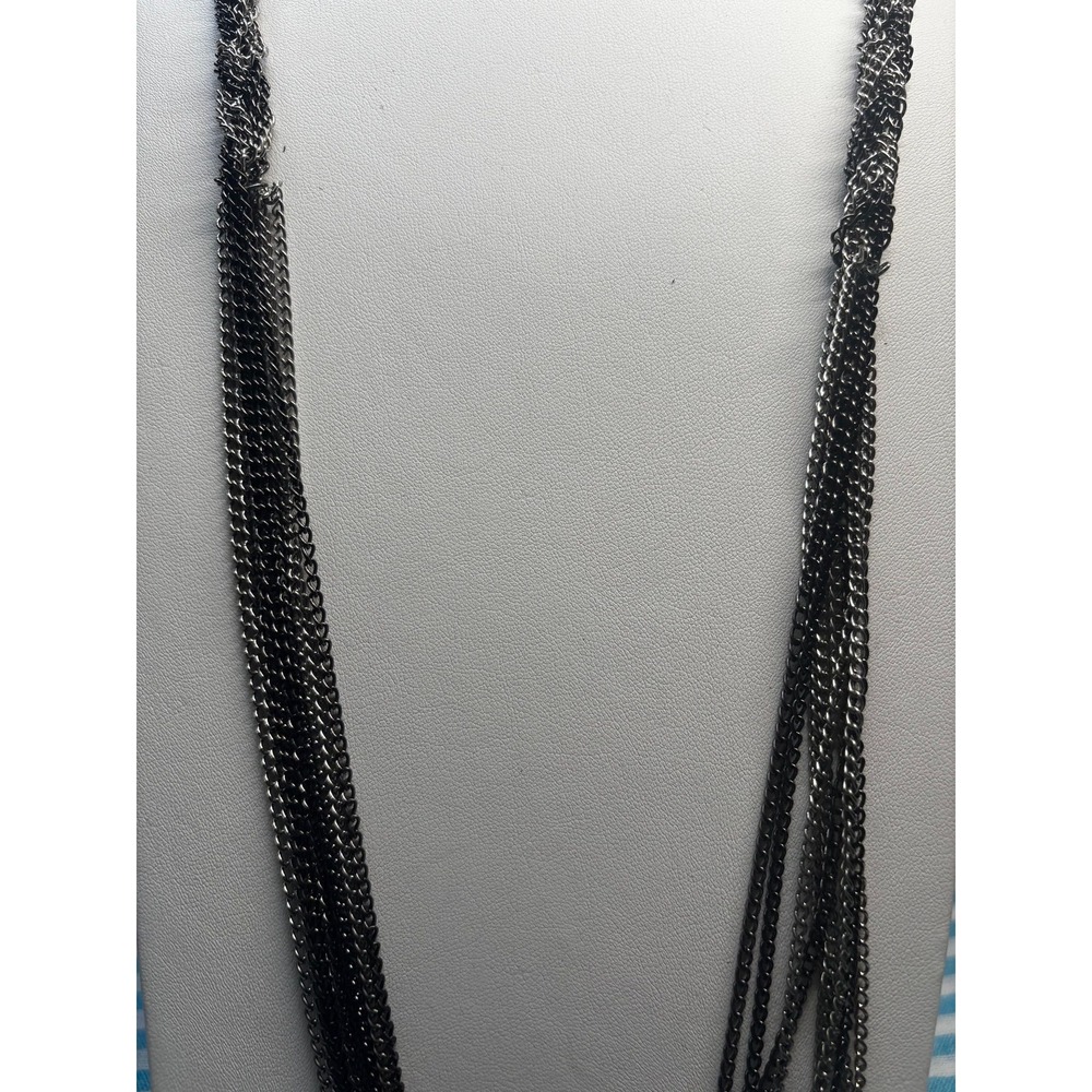 #37. Long Silver-tone & Gunmetal Boho Statement